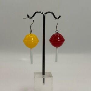 Novelty Lollipop Dangle Earrings – Red & Yellow Candy earrings